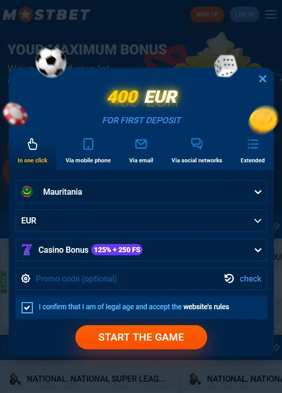 Registration and Login at Mostbet
