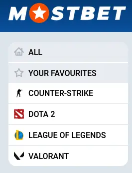 Available cybersports for betting at Mostbet