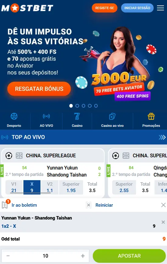 Aplicação móvel Mostbet