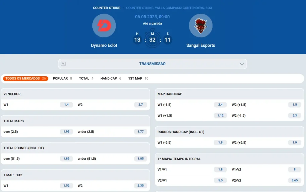 Apostas CS na Mostbet