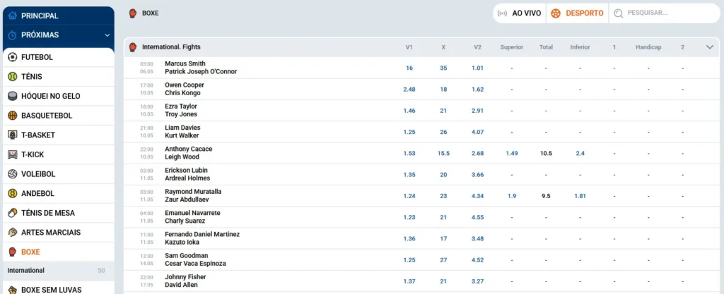 Boxe na Mostbet