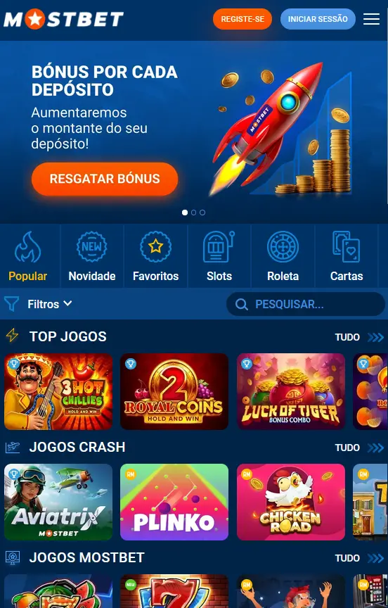 Casino móvel em Mostbet