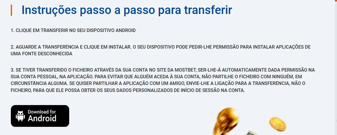 Instruções passo a passo para transferir