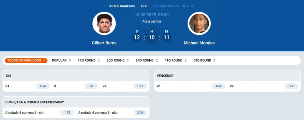 Tipos de apostas MMA na Mostbet