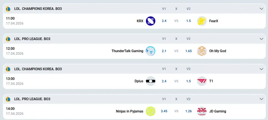 Apostas em LoL na Mostbet