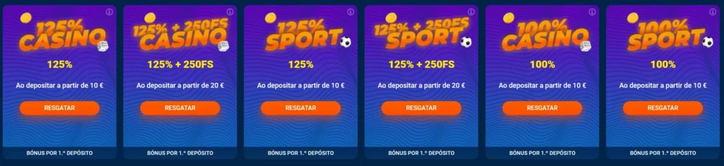 Bónus por 1.º depósito Bónus por 1.º depósito