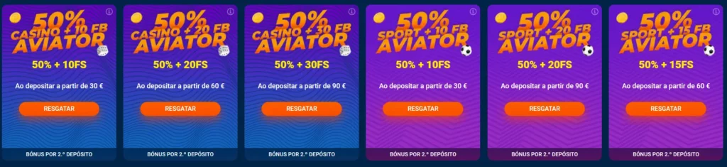 Bónus por 2.º depósito Bónus por 2.º depósito