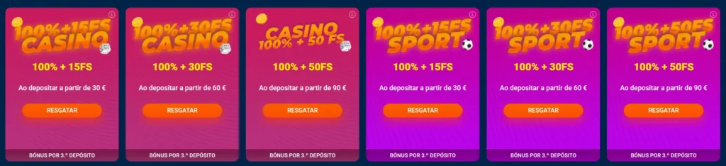 Bónus por 3.º depósito Bónus por 3.º depósito