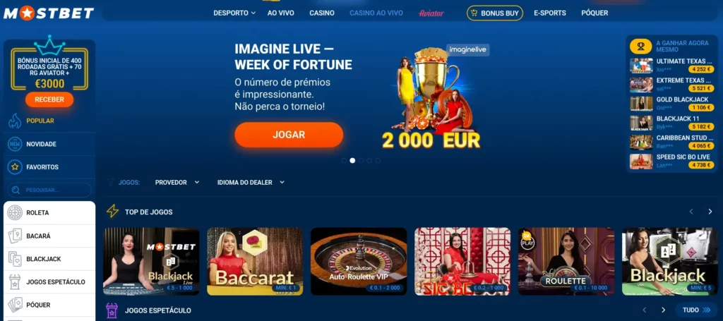 Casino ao vivo em Mostbet