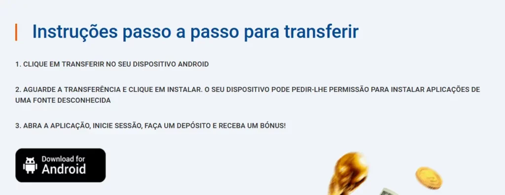 Instruções passo a passo para transferir Instruções passo a passo para transferir