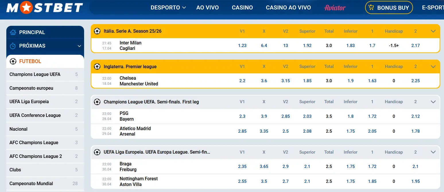 Linha de apostas de futebol na Mostbet Linha de apostas de futebol na Mostbet