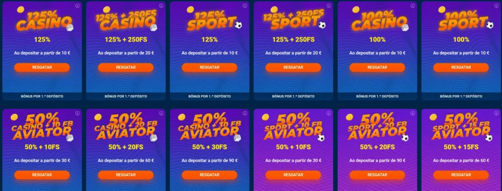 Os seus bónus e promoções