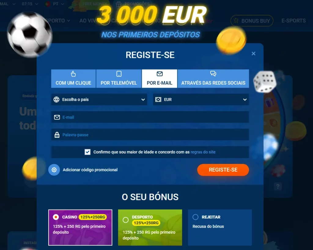 Registo por E-mail no Mostbet